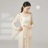 Nuevo Estilo de Disfraz de Danza Clásica con una Elegancia de Hada, Cuello Fluido, Top de Malla y Atuendo Etéreo para Práctica de Danza China