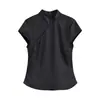 Tops de manga corta de moda marca Z para mujer, súper populares en AliExpress, estilo europeo y americano, blanco y negro, dulce ZA