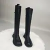 Versión en stock~Botas de montar de caña alta con tacón grueso estilo británico para mujer, adelgazantes, para encima de la rodilla, de felpa para invierno, botas largas retro