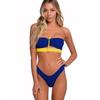 Europeu e americano novo cross-border tubo top maiô feminino cor dividida combinando praia Amazon biquíni maiô biquíni sexy
