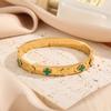 Pulsera de acero de titanio de cuatro hojas con fritillary negra y verde para mujer, nueva, de comercio exterior transfronterizo, pulsera de joyería de 18 quilates resistente a la decoloración y a la moda para todo tipo de ocasiones