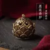 Quemador de incienso de hoja de loto antigua de latón adornos para el hogar adornos de escritorio huecos antiguos quemador de incienso de cobre cobre puro