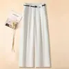 Pantalones de Lino Lyocell de Cintura Alta Pierna Ancha para Mujer, Pantalones Casuales Rectos Holgados de Nueve Puntos 2026, Adelgazantes y con Caída