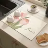 Alfombrilla de drenaje para cocina vintage, alfombrilla para secar vajilla y control de agua, alfombrilla antideslizante para encimera, aislante térmico de tierra de diatomeas, posavasos absorbente