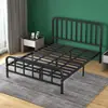 Cama de Hierro Moderna, Sencilla y Económica, Cama Individual de 1.35m, Dormitorio, Apartamento, Alquiler, Hogar, Cama con Estructura de Hierro