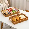 Cesta de Mimbre Sintético para Pan Estilo Japonés Bandeja de Frutas Almacenamiento en Casa Cesta de Pan Exhibición en Sala de Estar Cesta de Almacenamiento Tejida Cesta de Picnic