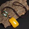 Colgante de Gota de Agua de Cera de Abeja Amarilla, Collar de Cuerda Trenzada de Jade, Colgante de Paz y Seguridad, Cadena para Suéter, Colgante Unisex de Buda Maitreya