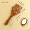 Espejo de Sándalo Tallado de Alta Calidad con Forma de Gato para Mujer, Espejo de Maquillaje Portátil Creativo, Espejo Redondo Pequeño al por Mayor