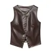 Ropa de Mujer Transfronteriza Verano 2026 Estilo Europeo y Americano Moda Chaleco sin Mangas de Cuello en V con Botones Decorados de Cuero Sintético para Mujer F26835