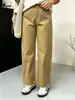 Calça casual feminina reta plus size para o trabalho, coleção outono 2026, calça cropped ampla e versátil para mulheres curvilíneas
