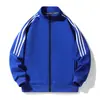 Conjunto Esportivo Casual de Algodão Puro com Três Listras Masculino Primavera e Outono Jaqueta Cardigan de Manga Longa com Gola Alta Blusa de Moletom com Gola Redonda Conjunto de Três Peças