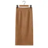 1761-25 Nuevo Estilo de Invierno Estilo Europeo y Americano Sexy Pura Pasión Sexy Gamuza Media Longitud Cremallera Espalda Abertura Falda