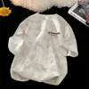 Camiseta de Manga Corta Pesada Tie-Dye Desgastada, Marca Japonesa Retro Tendencia Estilo Hong Kong para Hombre, Camiseta de Manga Corta Trendy para Hombre Estilo Ins de Verano