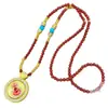 Colgante Dorado Forma de Calabaza de Ágata Roja con Diamantes, Cobre Cepillado, Nuevo Estilo Chino, Exquisita Cadena para Suéter, Versátil y de Lujo Ligero