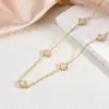 Collar de Trébol de Cinco Hojas Doble Cara, Chapado en Oro de 18 Quilates, Cadena para Clavícula de Acero de Titanio que No se Desvanece, Joyería de Lujo de Alta Gama de Nicho