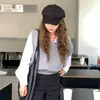 Nuevo Sombrero Newsboy Hefeng Negro 2026 para Mujer, Sombrero Adelgazante, Sombrero Octogonal Retro Otoño e Invierno, Sombrero de Pintor, Sombrero Pico de Pato