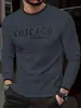 Camiseta de Manga Larga de Moda para Hombre con Estampado de Letras, Nueva para Verano, Camiseta Casual de Cuello Redondo