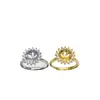 Accesorios para joyería DIY: anillo de perla de girasol para mujer, circonita microincrustada, anillo abierto ajustable, venta al por mayor