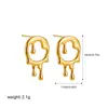 Brincos de design de alta costura europeia e americana, banhados a ouro 18K, brincos de osso da orelha em formato de gota de lava líquida