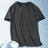 Camiseta de Malla de Seda de Hielo para Hombre Verano Manga Corta Color Sólido Holgada Talla Grande Media Manga Secado Rápido Transpirable Camiseta Deportiva