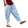 Pantalones anchos y finos para mujer, verano 2026, corte holgado, talla grande, pantalones harén blancos, adelgazantes, casuales, pantalones tipo linterna negros cortos