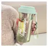 Vaso de Agua de Gran Capacidad para Niñas en Verano, Vaso Deportivo Portátil de Pajita de Aspecto Elegante, Modelo Nuevo con Separador de Té, Vaso para Estudiantes