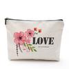 Bolsa de cosméticos Love, impermeable, de algodón y lino, con cremallera, para guardar accesorios cosméticos, artículos de aseo de viaje, almacenamiento puntual.