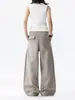 Pantalones Largos Casuales de Pierna Ancha, Línea A, Plisados, Transpirables, Estilo Vintage de Fábrica con Textura de Lino, "Robe", Primavera y Otoño