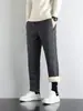 Venda direta no atacado calças de algodão de inverno masculinas plus size para gordinhos veludo de cordeiro vestuário de inverno quente folgadas retas calças casuais