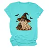 Amazon eBay Estación Europea Halloween Nueva Moda Divertida para Mujer Bruja Fantasma Murciélago Cuello Redondo Manga Corta Camiseta