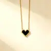Conjunto de colar, pulseira e anel com coração em esmalte tricolor, luxo leve e simples, popular online, joia para presente, em formato de coração
