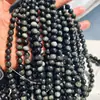 Ojos de arcoíris naturales ojos morados verdes cuentas redondas de obsidiana helada pulsera semiacabada cuentas sueltas negro dorado Yao Accesorios Mayoreo
