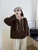 Chaqueta Cardigan de Punto con Capucha de Gama Alta 2026 Otoño/Invierno Nuevo Holgado Versátil de Punto Lana Doble Cara para Mujer