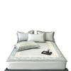 Set de Tres Piezas de Colchoneta de Seda de Hielo con Estampado Digital Clase A Verano Engrosado Antibacterial Lavable Lujo Ligero Sombrero de Cama Colchoneta para Aire Acondicionado