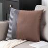 Algodón y Lino Tecnología de Costura Pata de Gallo Cojín de Tela Sala de Estar Sofá Funda de Almohada Cojín a Cuadros Almohada de Lujo Ligero Cubierta de Respaldo