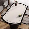 Mantel Individual Oval para Mesa de Comedor Estilo Francés, Impermeable, Resistente al Aceite, No Lavable, Blanco y Negro, Estilo Simple, Lujo Ligero, Sensación de Alta Gama, Mantel Redondo