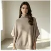 Nuevo Suéter de Punto con Capa de Cuello Alto para Mujer Estilo Perezoso Holgado Suave Pegajoso Otoño Invierno Color Sólido Chal Exterior sin Mangas