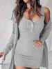 Otoño e Invierno Comercio Exterior Chaqueta Vestido Conjunto de Dos Piezas Sexy Delgado Color Sólido Vestido de Tirantes Acanalado Ropa para Mujer