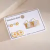 Brincos de aço inoxidável transfronteiriços europeus e americanos mais vendidos para mulheres, brincos de estrela cravejados de diamantes banhados a ouro, argolas geométricas vermelhas, brincos da moda