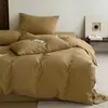 Juego de cuatro piezas de algodón puro teñido en hilo y lavado Clase A, funda nórdica de algodón puro a cuadros, juego de tres piezas para dormitorio de estudiante, 4 sábanas de cama