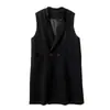 9104 Colete de Gola de Terno Colete de Comprimento Médio Tamanho Grande Roupas Femininas Coreanas Gordinhas mm300 Jin