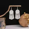Aretes Étnicos de Pavo Real con Borlas, Aretes Huecos Personalizados con Hojas, Aretes Retro Estilo Étnico Imitación Plata Miao para Mujer