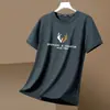 Camiseta de Verano de Cuello Redondo de Talla Grande de Ajuste Holgado para Hombre, Manga Corta de Seda de Hielo Transpirable, Tendencia, Nuevo Estilo