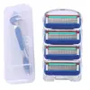 Suporte de Lâmina de Barbear Manual de Cinco Camadas, Cabeça de Barbear, Lâmina de Barbear Portátil Masculina