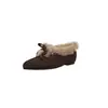 Invierno 2026 Nuevo Estilo Zapatos de Felpa y Piel Moda para Exteriores Piel Genuina Piel Real Lazo Acolchados Cálidos Zapatos de Algodón para Mujer