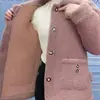 Casaco de Inverno Espesso com Forro de Fleece Composto Pele de Cordeiro Casaco Feminino Moda plus size Roupas Quentes Versátil Top de Veludo com Grão