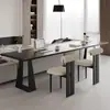 Escritorio de madera maciza negra para uso doméstico en la sala de estar, estilo minimalista italiano, mesa larga detrás del sofá, escritorio de estudio para dos personas, escritorio de oficina