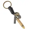 Llavero Metálico Cónico Retro, Colgante Creativo y Personalizado para Coche Tejido con Cuerda de Cuero, Regalo para Pareja, Accesorio de Moda