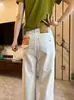 Calça jeans feminina petite versátil de outono, corte slim, com elasticidade em quatro direções, cintura alta, cropped, perna reta, estilo baguette