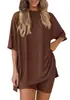 Verano 2025 nuevo transfronterizo Europa y América Amazon comercio exterior moda casual traje color liso holgado pijama ropa de mujer